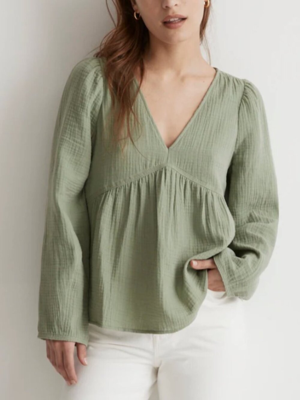 Madewell Lightspun Peasant Top